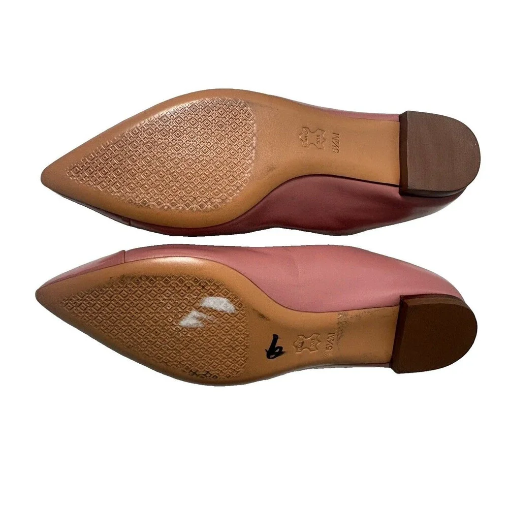 Tory Burch Fairford Point Toe Ballet Flat  Pink Leather Size 5 1/2